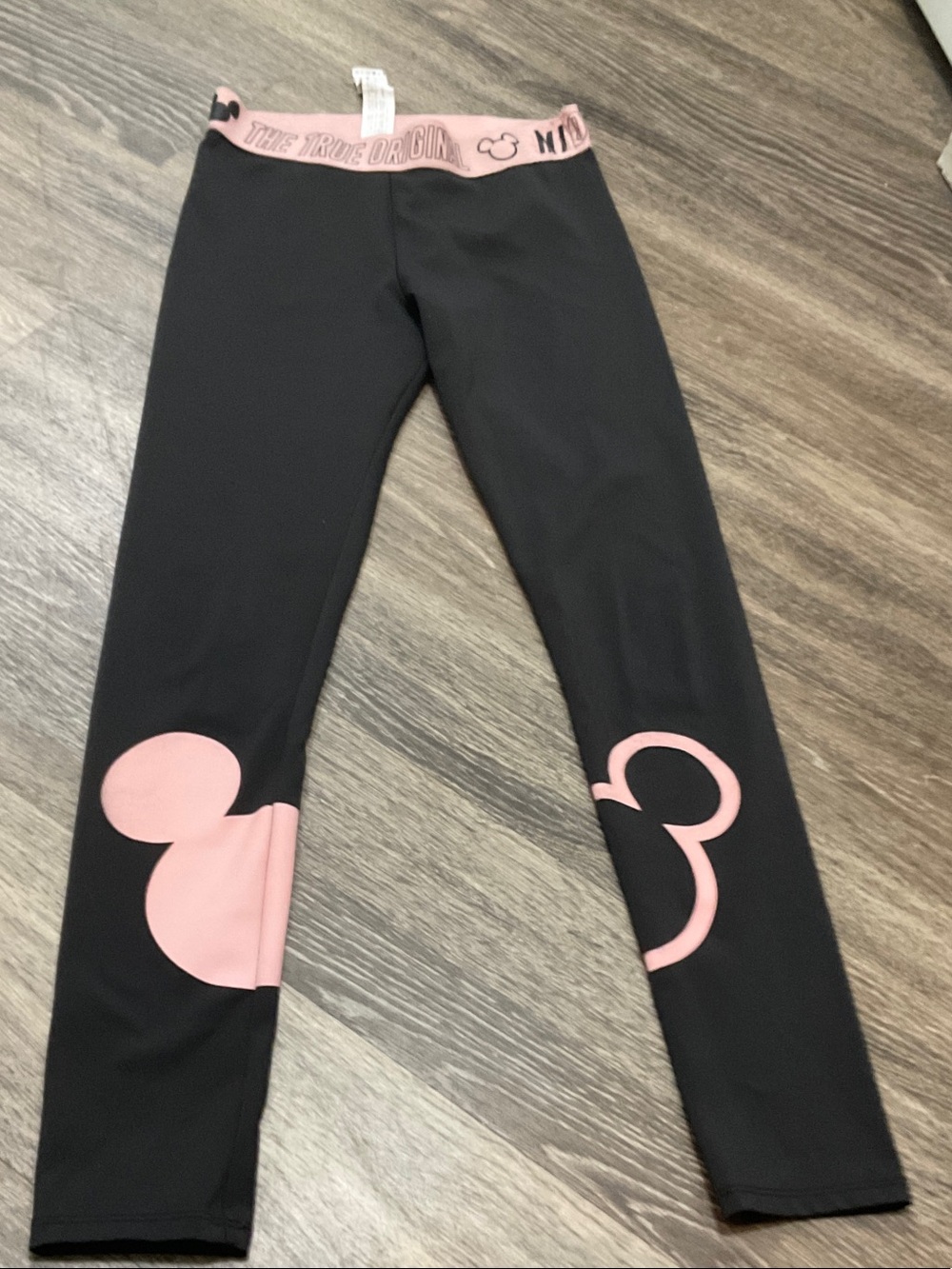 Zara Black Leggings with Pink Mickey Details